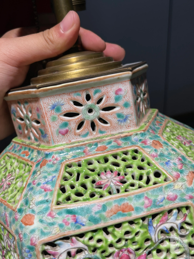 清晚期 粉彩龙凤纹镂空皮灯一对 - 图8